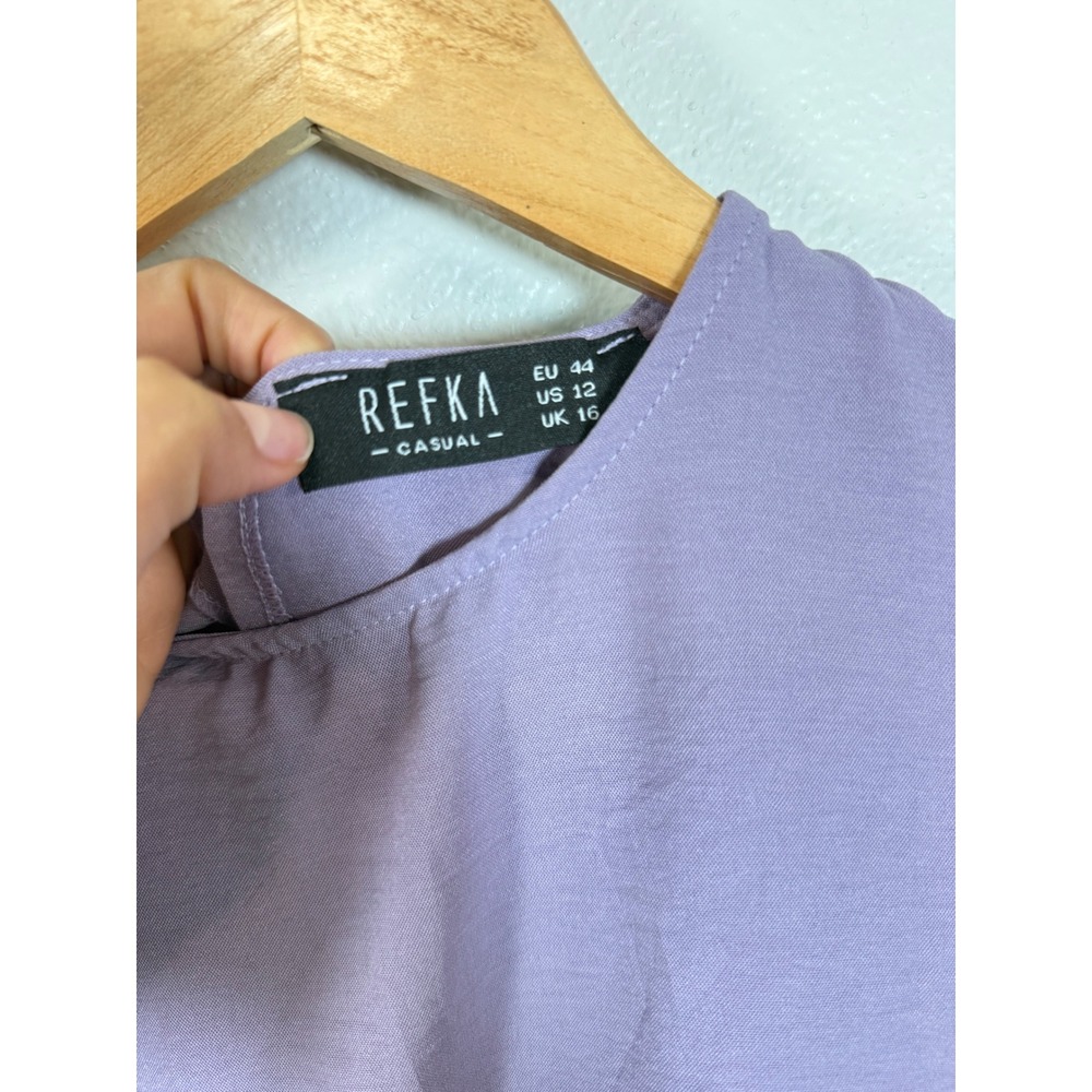Refka Casual Purple‎ Colorblock Long Sleeve Tunic Blouse Womens US 12 Modest Top - Picture 4 of 8